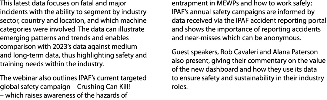 This latest data focuses on fatal and major incidents with the ability to segment by industry sector, country and loc...