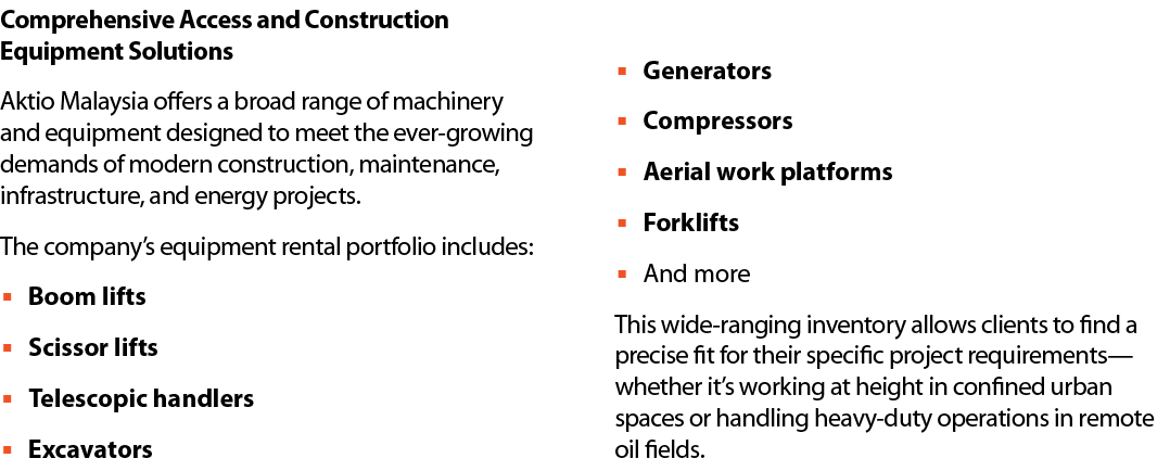 Comprehensive Access and Construction Equipment Solutions Aktio Malaysia offers a broad range of machinery and equipm...