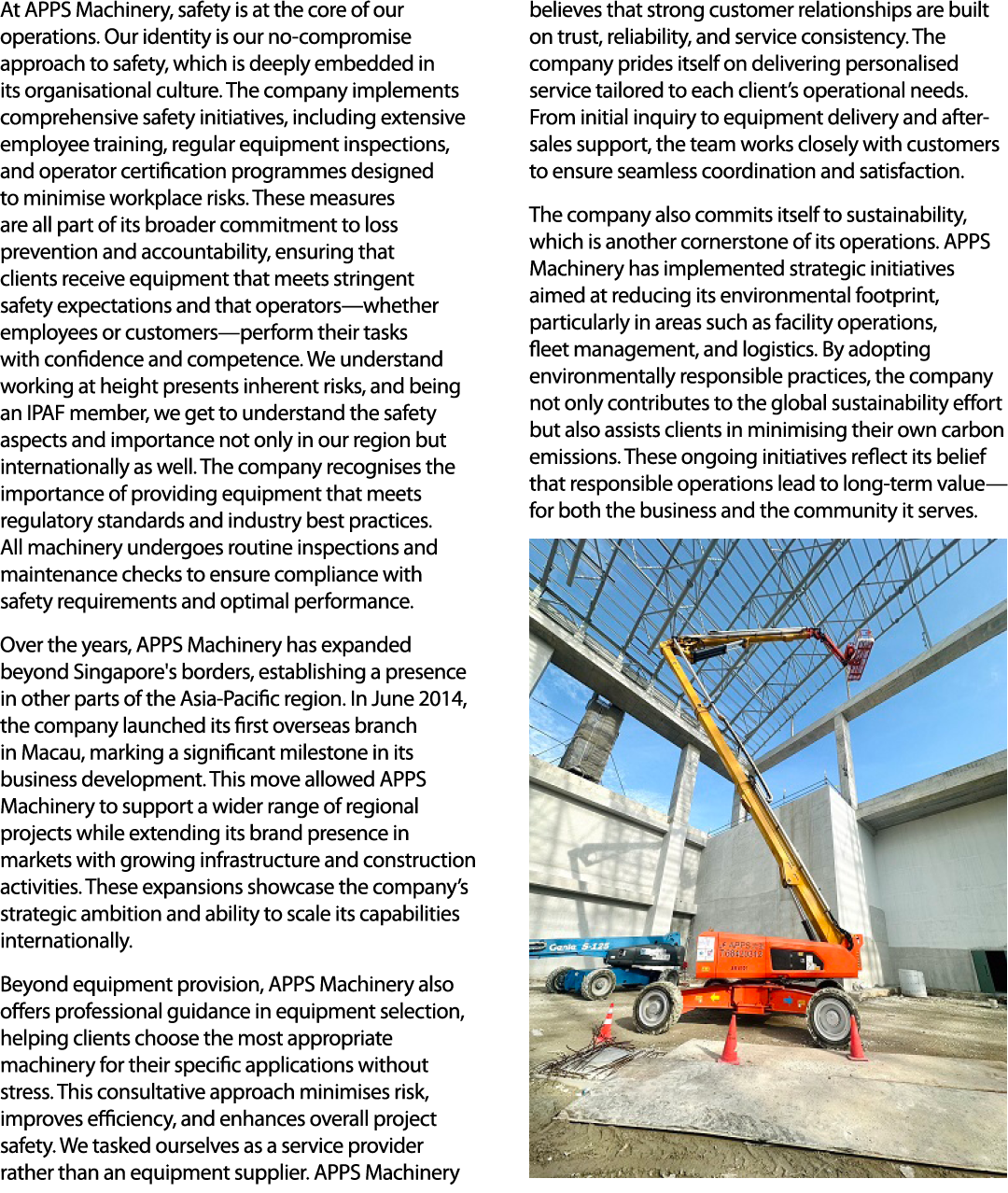 At APPS Machinery, safety is at the core of our operations. Our identity is our no compromise approach to safety, whi...